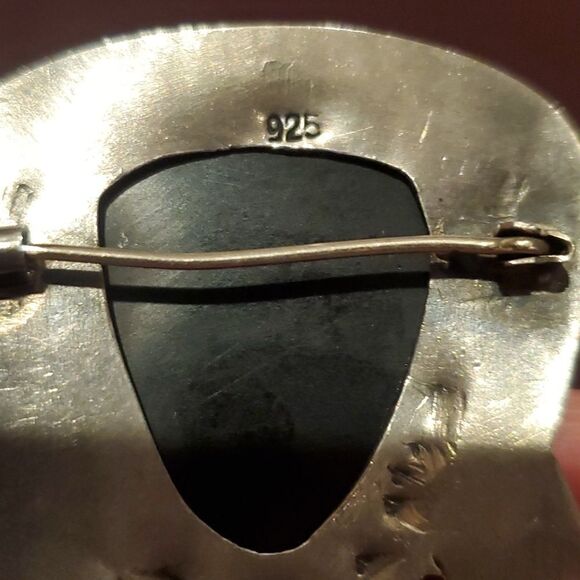Vintage Taxco Black Onyx Brooche and Earrings! , Sterling Silver, Stamped 925! - Picture 3 of 13